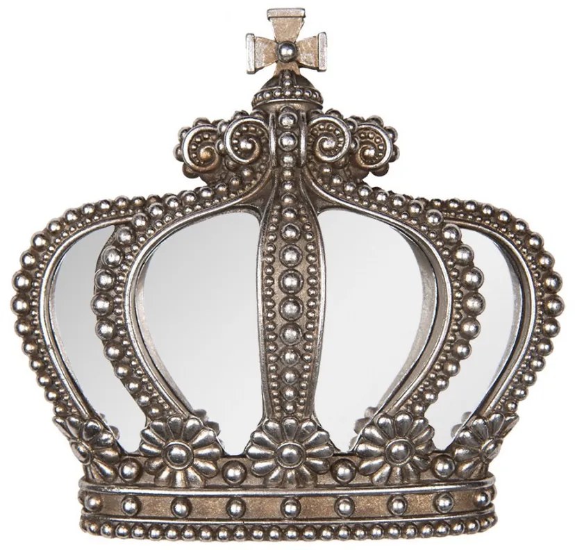 Strieborná antik nástenná dekorácia koruna so zrkadlami Crown - 25*6*24 cm