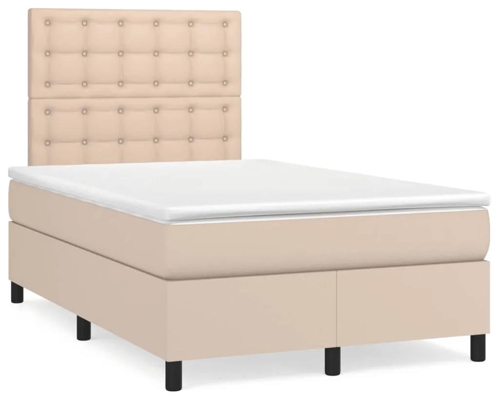 Boxspring posteľ+matrac, kapučínová 120x190cm, umelá koža 3269982