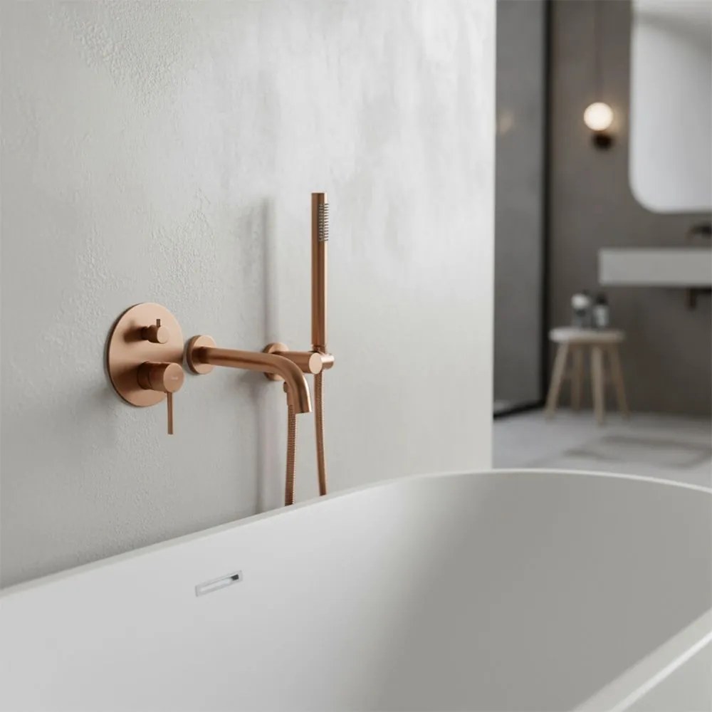 Rea Lungo, podomietková vaňová batéria s ručnou sprchovou sadou + BOX, medená matná, REA-B4568