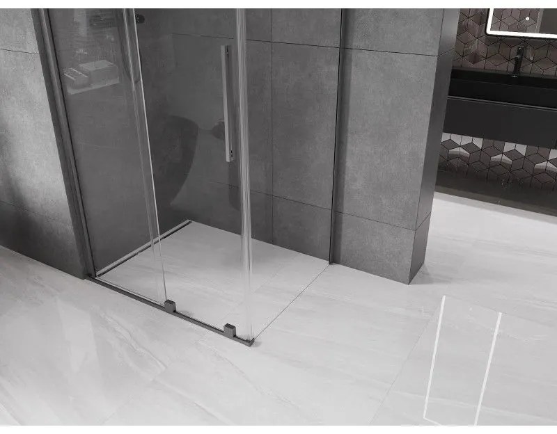 Mexen Velar, sprchový kút s posuvnými dverami 100(dvere) x 85(stena) cm, 8mm číre sklo, grafitová matná, 871-100-085-01-66