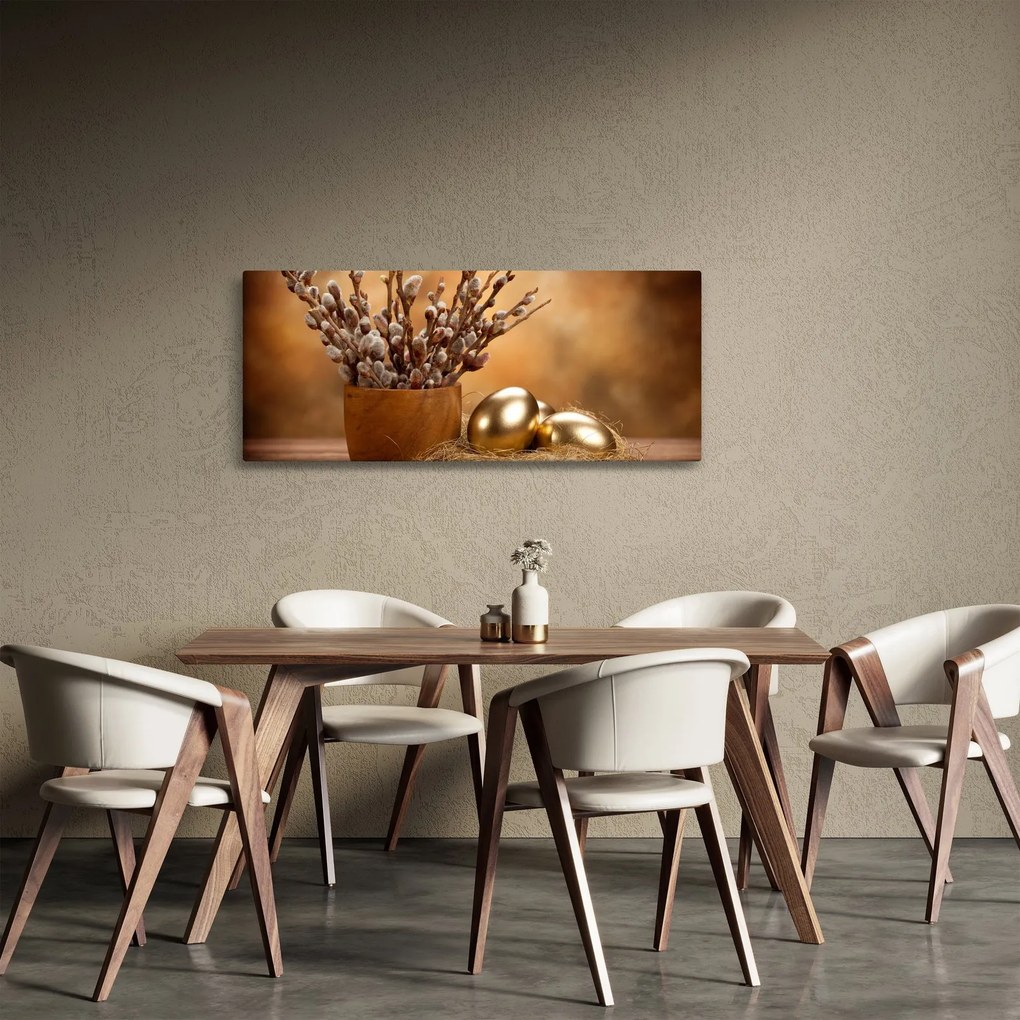 Obraz vajec a mačičiek (120x50 cm)