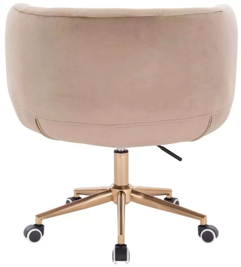 LuxuryForm DESIGN Kreslo MONTANA VELUR na zlatej podstave s kolieskami - latte
