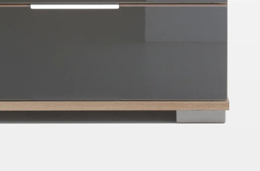 Nočný stolík Easy Plus, dub sonoma/ sivé sklo