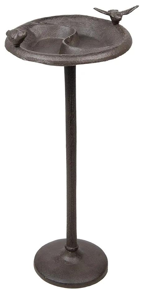 Hnedé liatinové náustok/krmítko pre vtáčiky na vysokej nohe - 23*25*52 cm