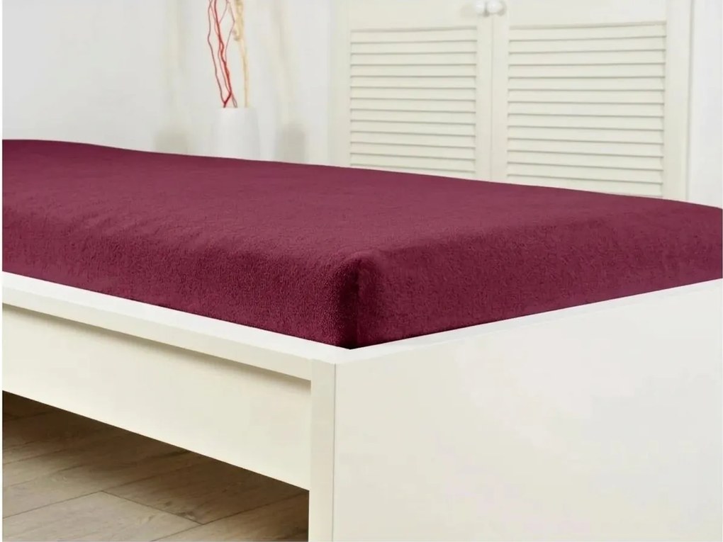 Froté plachta do detskej postieľky PREMIUM 60x120 cm vínové