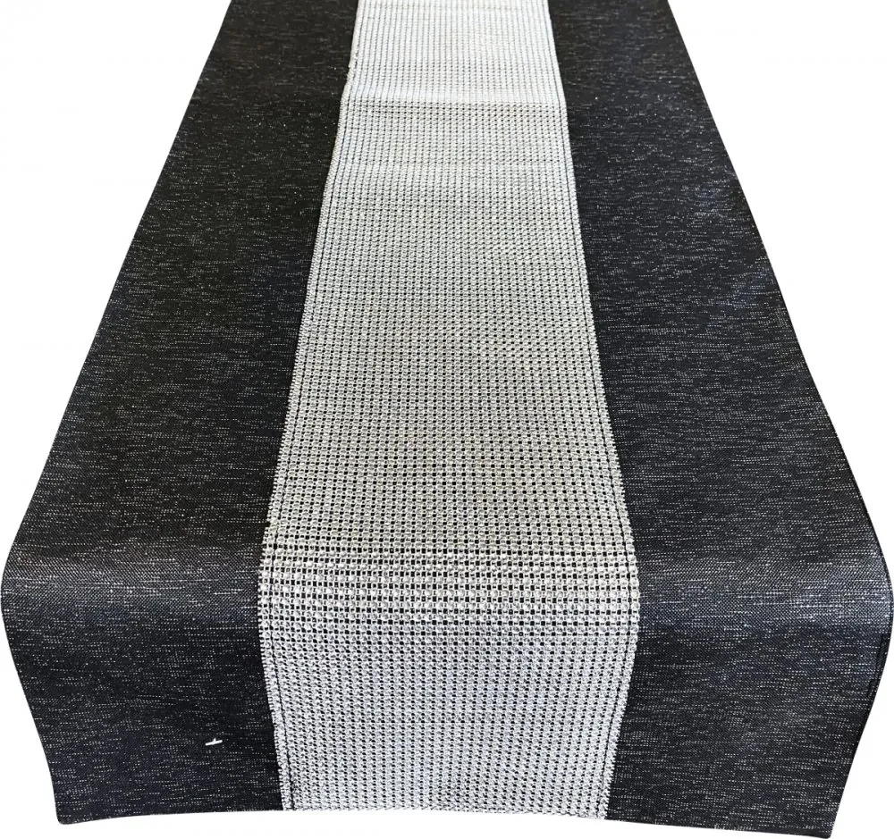 Elegantný čierny obrus zdobený zirkónmi Šírka: 40 cm | Dĺžka: 180 cm
