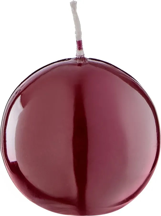 BUBBLES Sviečka guľatá lesklá 6 cm - bordó