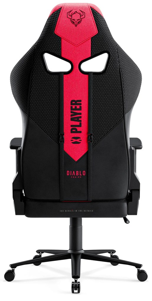 Herné kreslo s látkovým poťahom, veľkosť Normal Size, karmínový-antracitový: Diablo X-Player 2.0