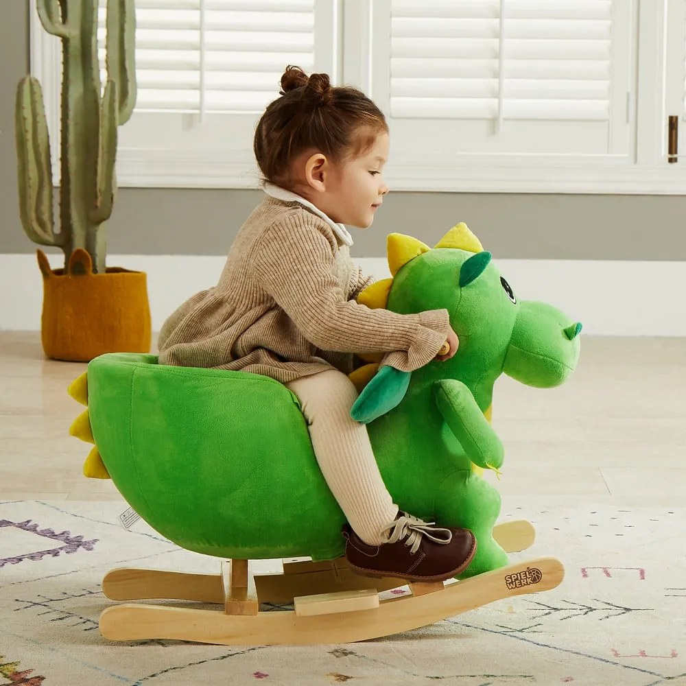 Hojdací dráčik DINO s bezpečnostným pásom, zelená Spielwerk