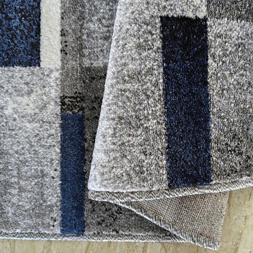 DY Sivo-modrý koberec s geometrickým vzorom Otto 09 Rozmer: 80x150 cm