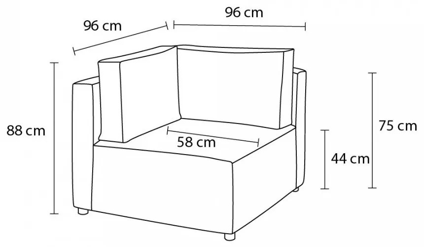 Svetlosivý menčestrový modul pohovky (variabilný) Nihad modular – Bobochic Paris