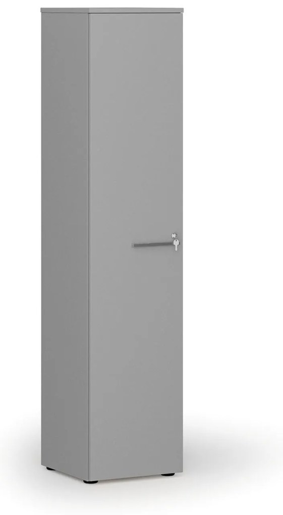 Úzka kancelárska skriňa PRIMO GRAY, 400 x 420 x 1781 mm, sivá