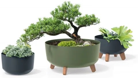 Plastový kvetináč na nožičkách DGRL240E 23,8 cm - sivý betón