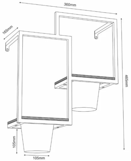 Nástenný kvetináč 46x36 cm čierna