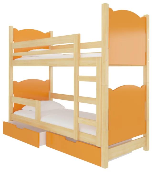 Detská poschodová posteľ MARABA, 180x75, sosna/oranžová
