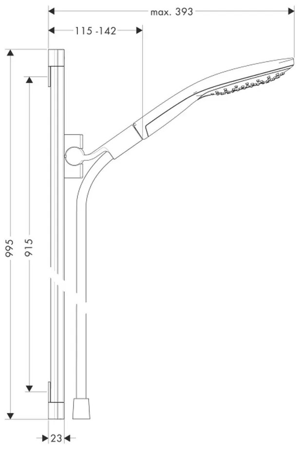 Hansgrohe Raindance Select S, sprchová súprava 150 3jet so sprchovou tyčou 90 cm, chrómová, HAN-26626000