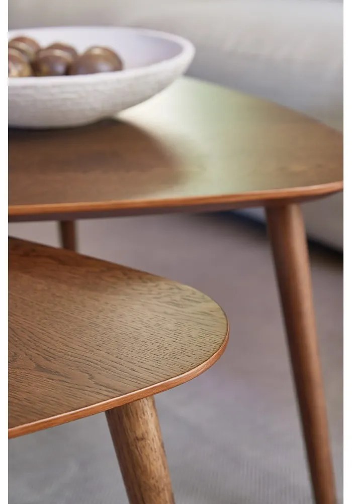 Hnedé konferenčné stolíky v súprave 2 ks v dekore duba 70x100 cm Adda – Unique Furniture