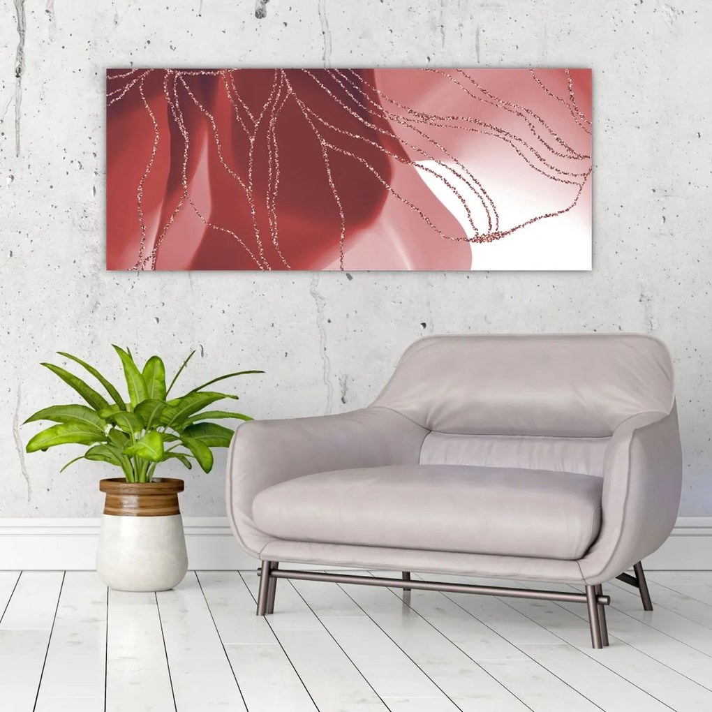 Obraz - Červená abstraktná kvetina N⁰1 (120x50 cm)