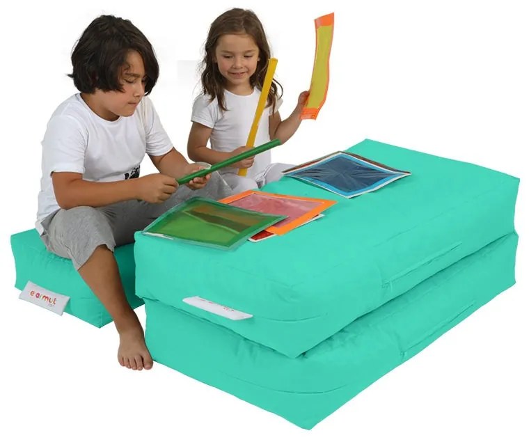Dětský sedací vak Poufy s taburety 100 cm tyrkysový