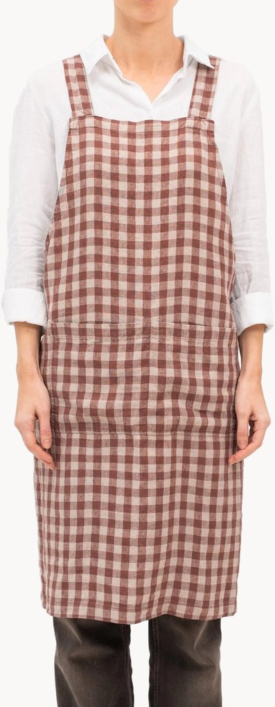 Ľanová zástera Chocolate Gingham