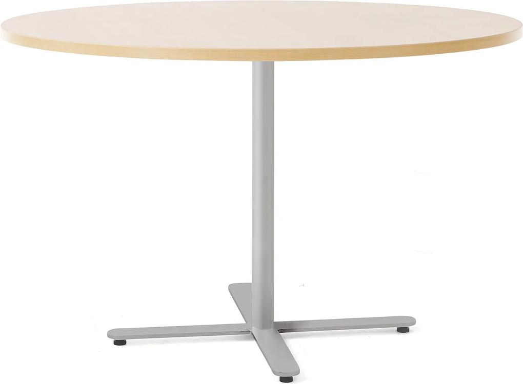 Stôl Tilo, Ø1200x720 mm, strieborná / breza
