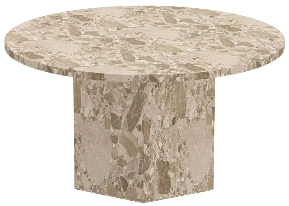 Svetlohnedý mramorový okrúhly konferenčný stolík ø 80 cm Naxos – Actona