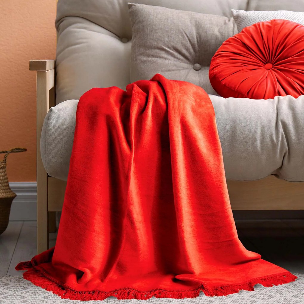BAVLNENÁ DEKA COTTON CLOUD 150X200 CM ČERVENÁ