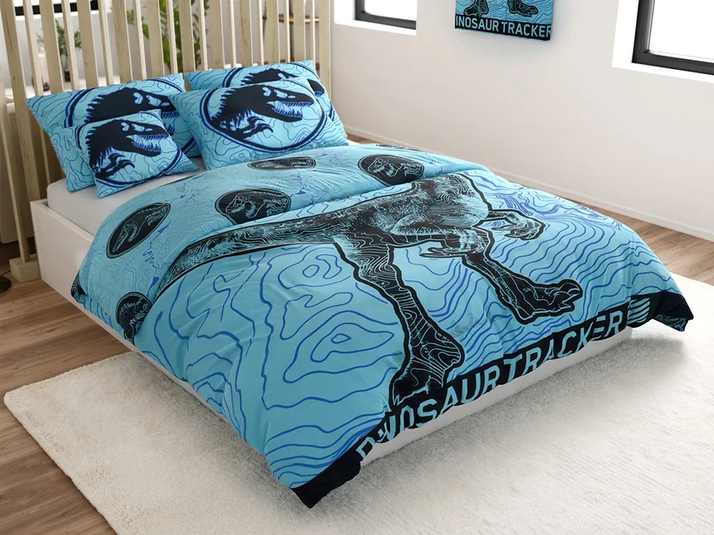 Svietiace bavlnené obliečky JURSKÝ SVET modré Rozmer obliečky: 70 x 90 cm | 140 x 200 cm