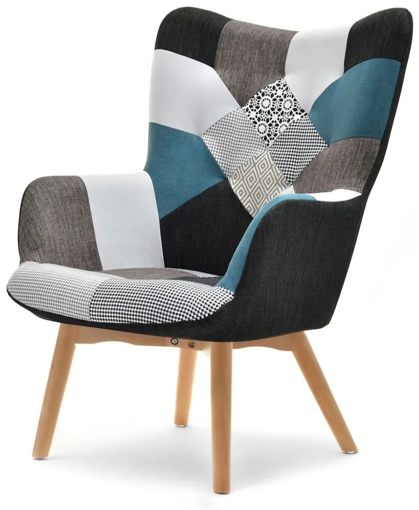 Kreslo Nutri (patchwork + čierna). Akcia -18%. Vlastná spoľahlivá doprava až k Vám domov. 1110350
