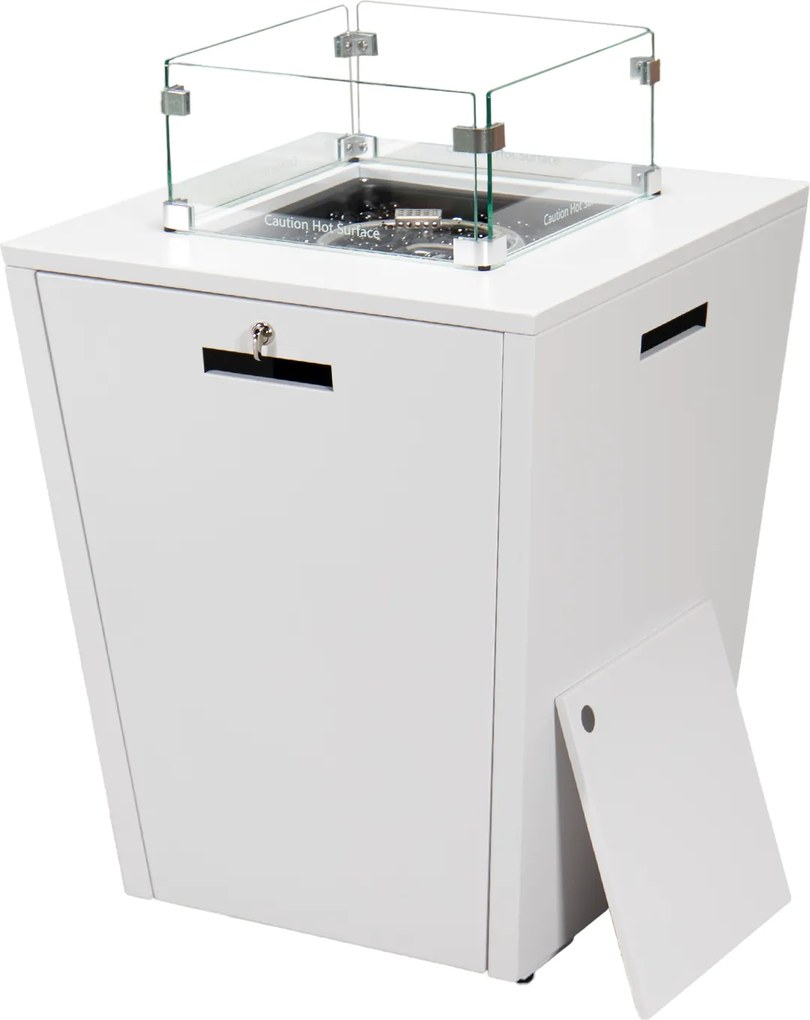 Stôl s plynovým ohniskom Berry biely