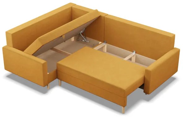 Rohová rozkladacia sedačka BLANK Elegant ľavá, žltá