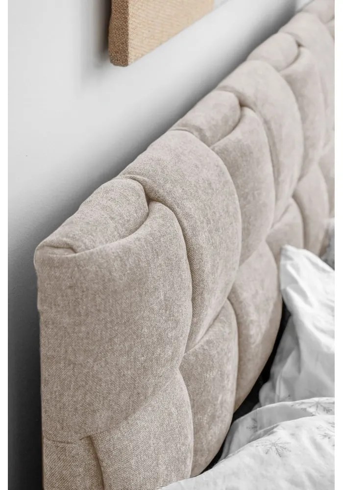 Béžová čalúnená dvojlôžková posteľ s roštom 140x200 cm Eve – Miuform