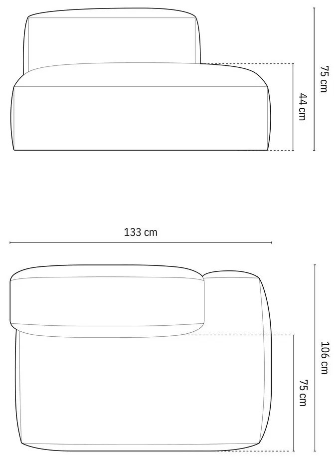 Sivý zamatový modul pohovky (pravý roh) Martina – Micadoni