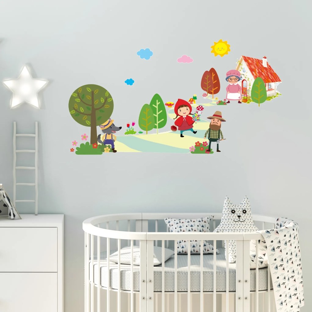 Samolepka na stenu "Červená Čiapočka" 128x70cm