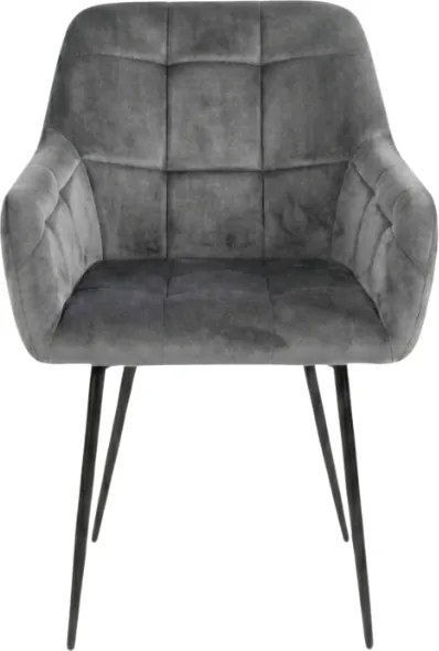 Sivé jedálenské kreslo LOREN VELVET s čiernymi nohami