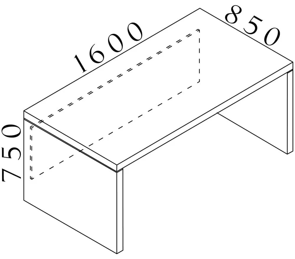 Stôl Lineart 160 x 85 cm, brest tmavý