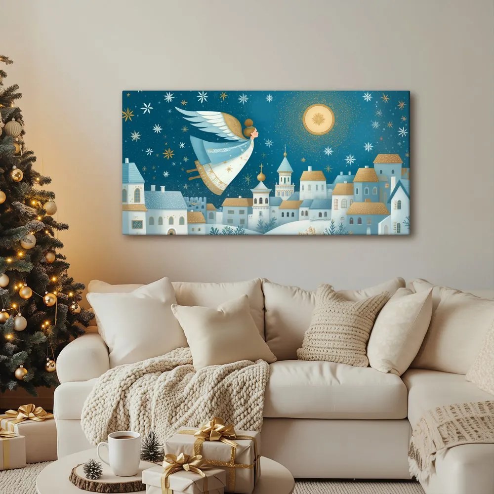 Obraz vianočná krajina s anjelom