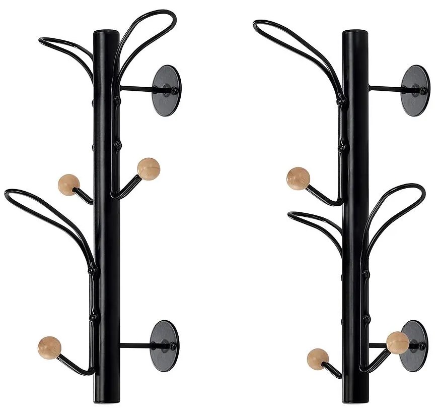 Nástenný vešiak Gc7469 Čierna/Prirodzené