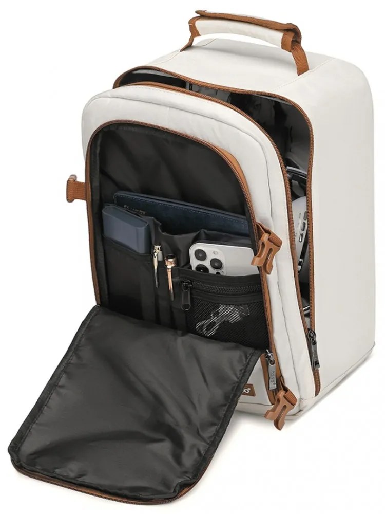 Konofactory Béžový odolný batoh do lietadla "Transporter" - M (35l)