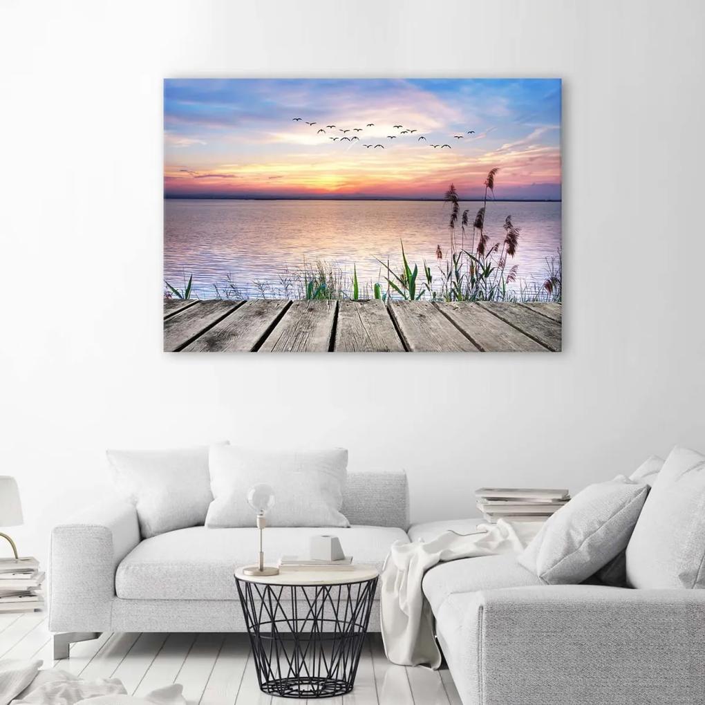 Obraz na plátně Platforma Sunset Sea - 120x80 cm