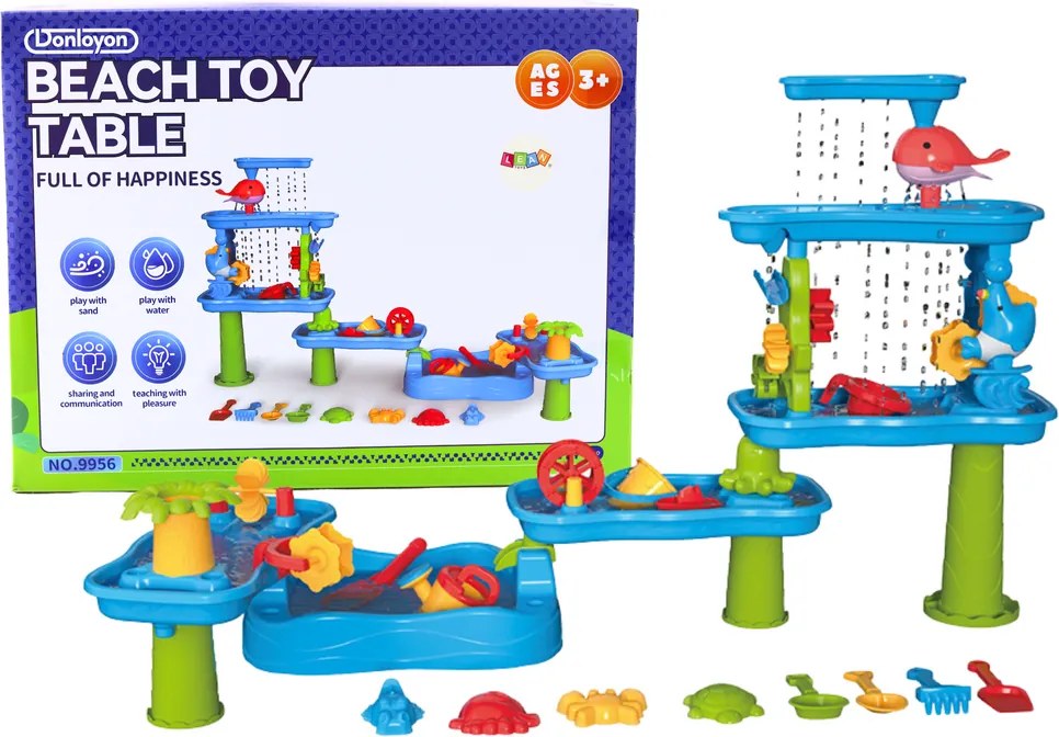 LEAN Toys Veľký interaktívny vodný park Stolové formy na piesok Mlyny