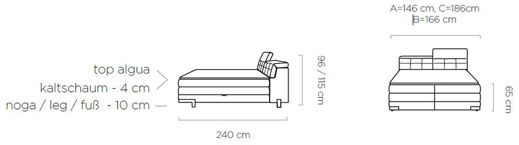 Luxusná box spring posteľ Massimo 180x200, hnedá Palladium