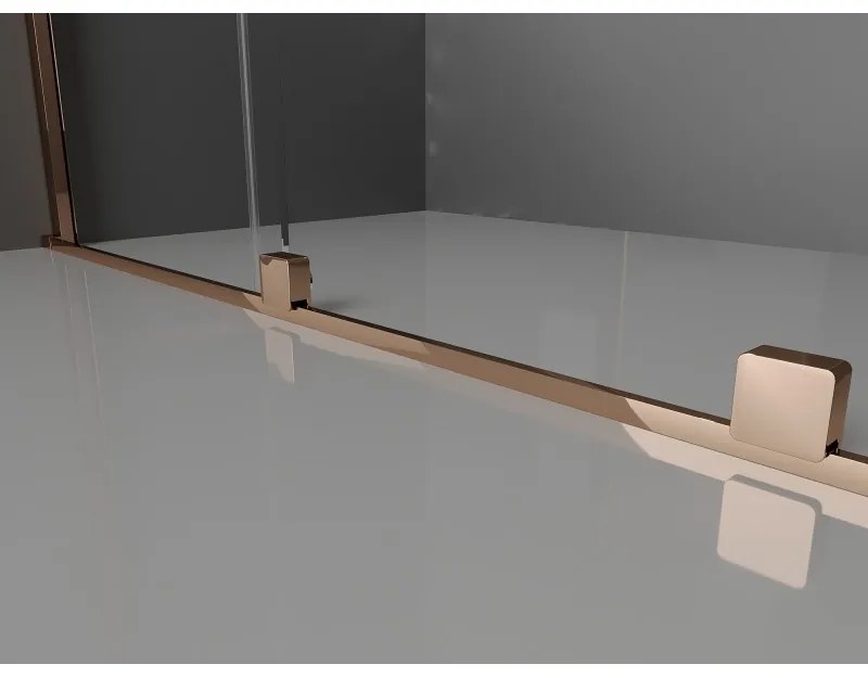 Mexen Velar L, sprchový kút s posuvnými dverami 120 x 110 cm, 8mm číre sklo, ružové zlato, 871-120-110-03-60