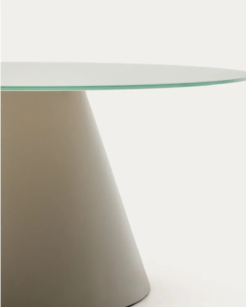 Svetlosivý okrúhly konferenčný stolík so sklenenou doskou ø 80 cm Wilshire – Kave Home