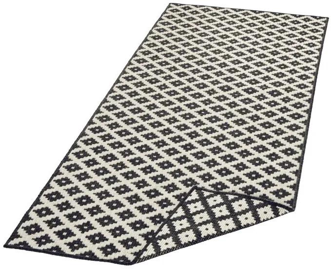 NORTHRUGS - Hanse Home koberce Kusový koberec Twin-Wendeteppiche 103124 schwarz creme – na von aj na doma - 80x250 cm