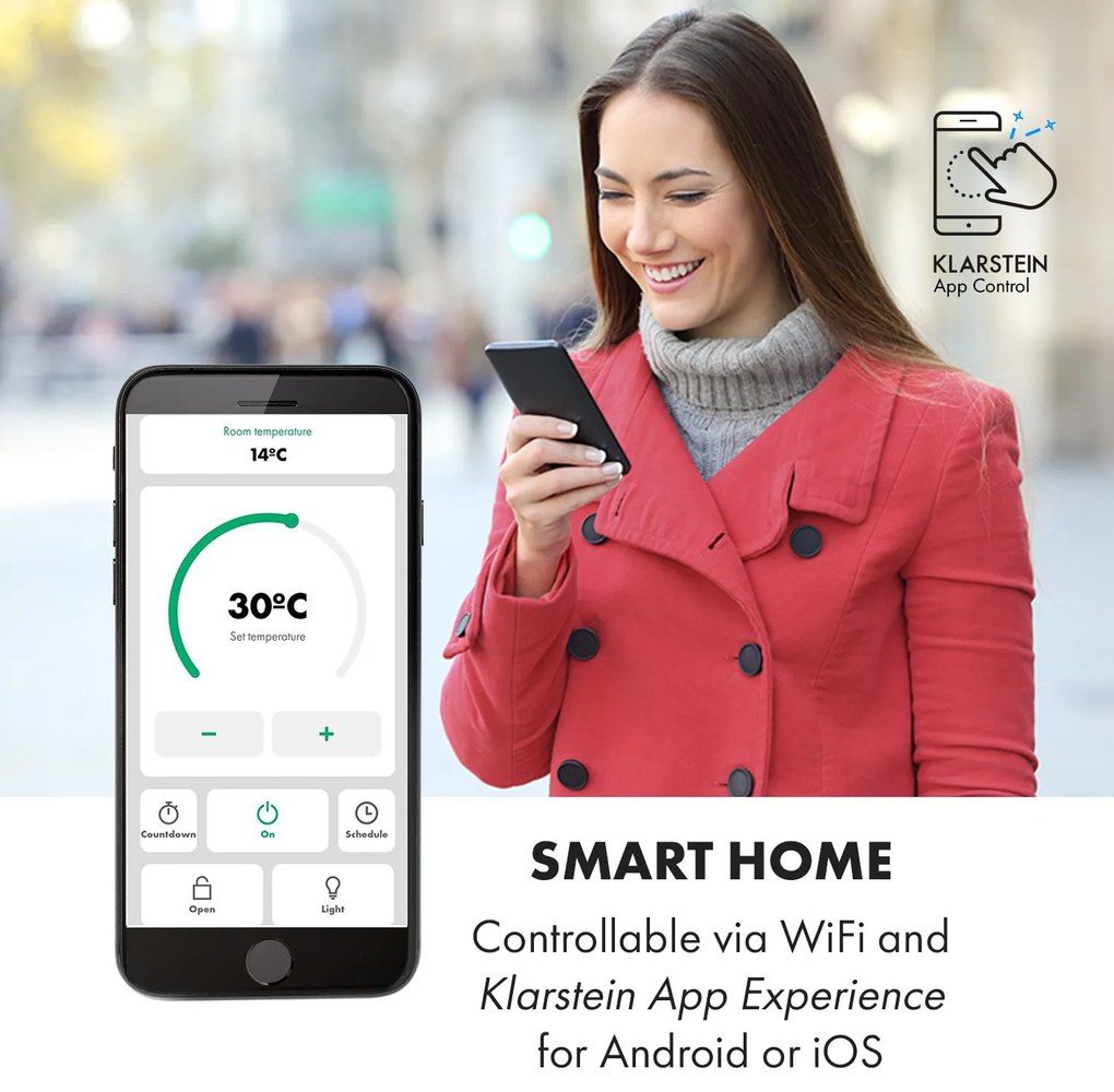 Klarstein Bansin Smart 2500, konvektor, 2500 W, ovládanie cez aplikáciu