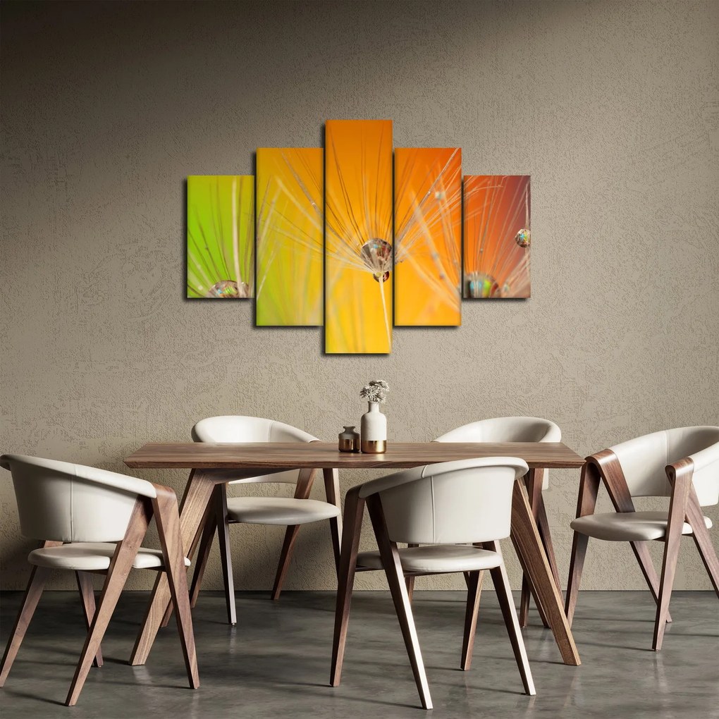Obraz kvapiek na rastline (150x105 cm)