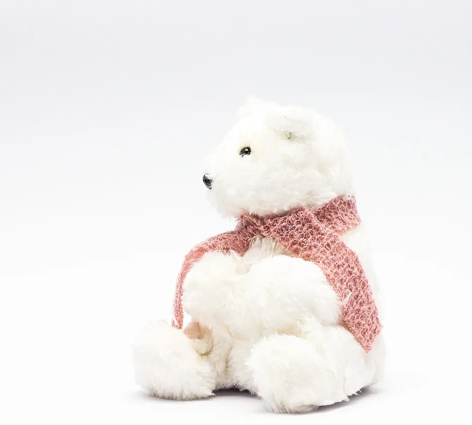 DECOLED Plyšový medvěd bílý, 14x12x16 cm