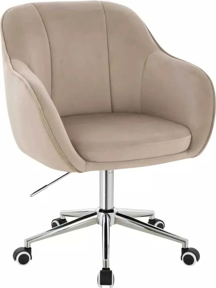 LuxuryForm DESIGN Stolička AVOLA VELUR na striebornej podstave s kolieskami - latte
