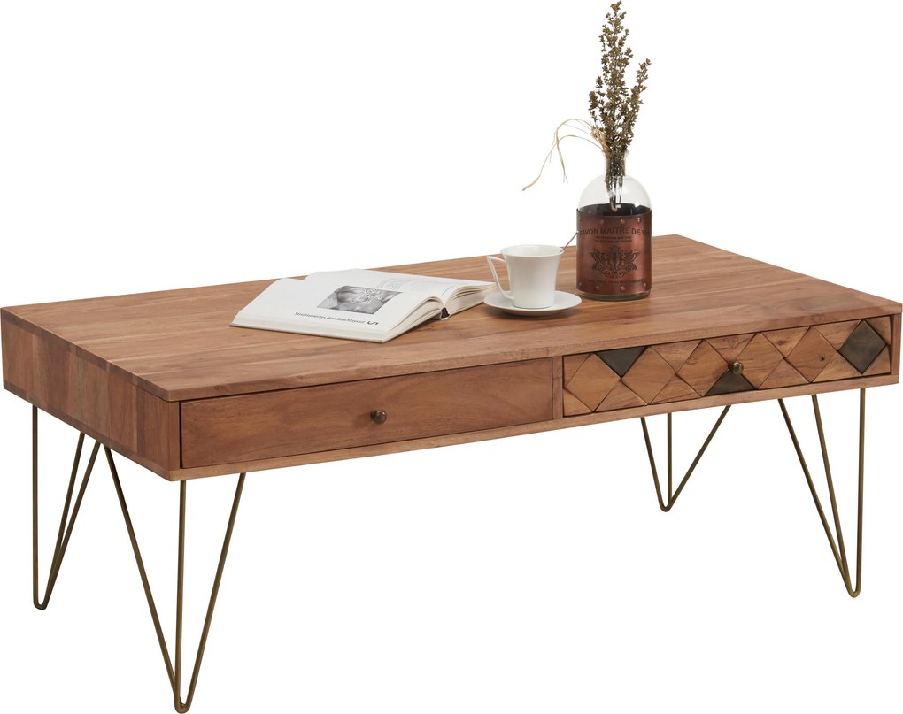 XXXLutz KONFERENČNÝ STOLÍK, farba akácie, bronzová, drevo, kov, kompozitné drevo, 115/60/45 cm Ambia Home - Stolíky do obývačky - 001944001106